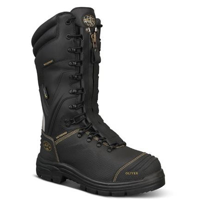 65791 Oliver 350mm Black Laced In Zip Mining Boot