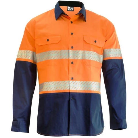 KM Workwear Hi Vis 2 Tone Vented Shirt c/w 3M Segmented Reflective Tape M2331T