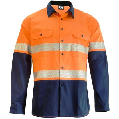 KM Workwear Hi Vis 2 Tone Vented Shirt c/w 3M Segmented Reflective Tape M2331T
