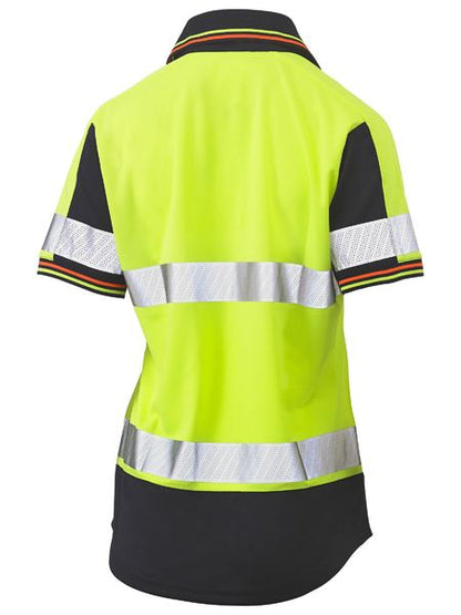 Bisley BKL1225T Women's Taped Two Tone Hi Vis V-Neck Polo