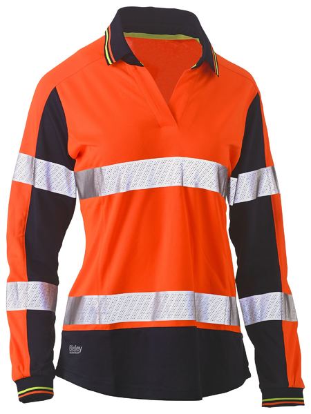 Bisley BKL6225T Women's Taped Two Tone Hi Vis V-Neck Polo