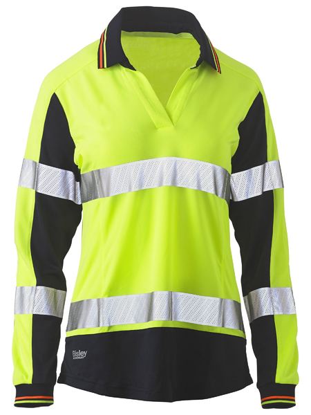 Bisley BKL6225T Women's Taped Two Tone Hi Vis V-Neck Polo