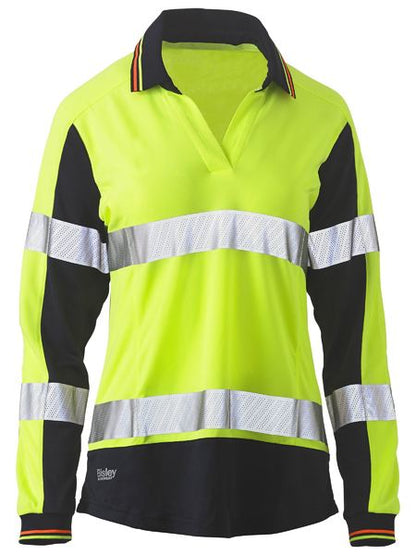 Bisley BKL6225T Women's Taped Two Tone Hi Vis V-Neck Polo