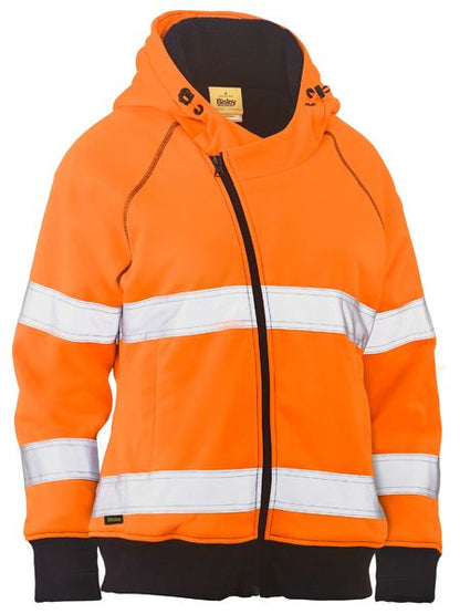 BKL2819T Bisley Women's Taped Hi Vis Fleece Zip Front Hoodie with Sherpa Lining