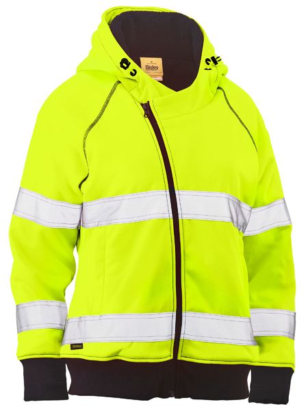 BKL2819T Bisley Women's Taped Hi Vis Fleece Zip Front Hoodie with Sherpa Lining