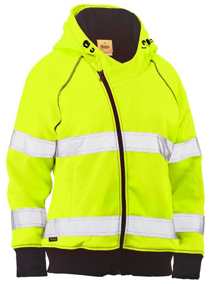 BKL2819T Bisley Women's Taped Hi Vis Fleece Zip Front Hoodie with Sherpa Lining
