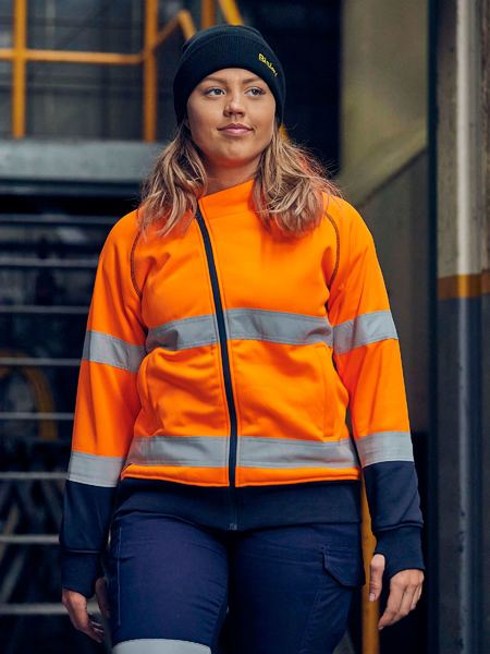 BKL2819T Bisley Women's Taped Hi Vis Fleece Zip Front Hoodie with Sherpa Lining