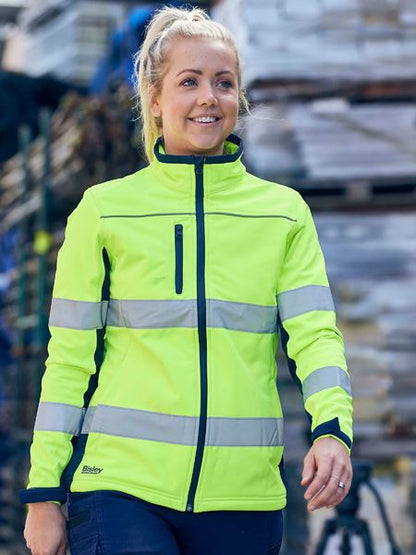 BJL6059T Bisley Women's Taped Two Tone Hi Vis Soft Shell Jacket