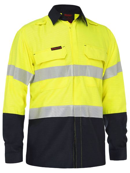 BS8438T Bisley Apex 185 Taped Hi Vis FR Ripstop Vented Shirt