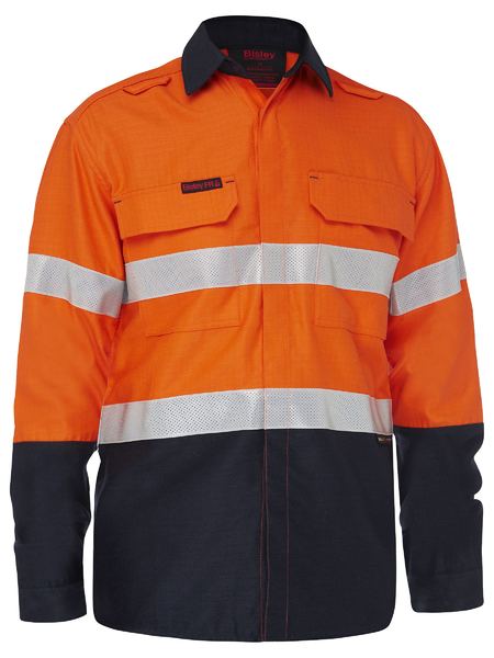 BS8438T Bisley Apex 185 Taped Hi Vis FR Ripstop Vented Shirt