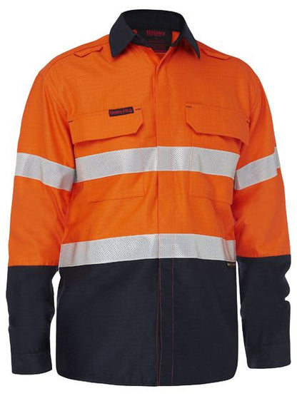 BS8438T Bisley Apex 185 Taped Hi Vis FR Ripstop Vented Shirt
