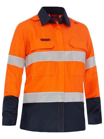 BL8438T Bisley Apex 185 Women's Taped Hi Vis FR Vented Shirt