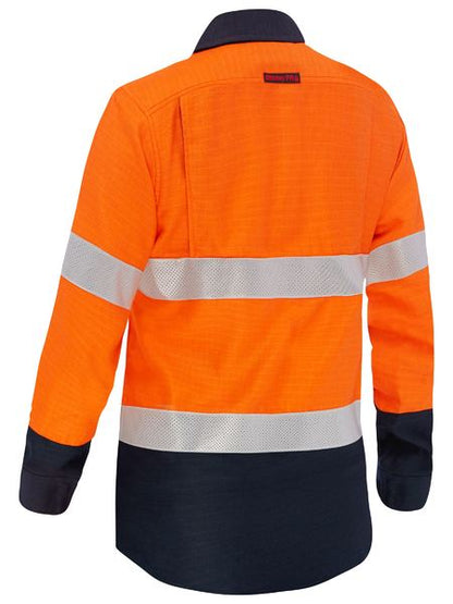 BL8438T Bisley Apex 185 Women's Taped Hi Vis FR Vented Shirt
