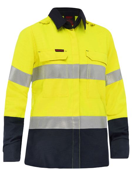 BL8438T Bisley Apex 185 Women's Taped Hi Vis FR Vented Shirt