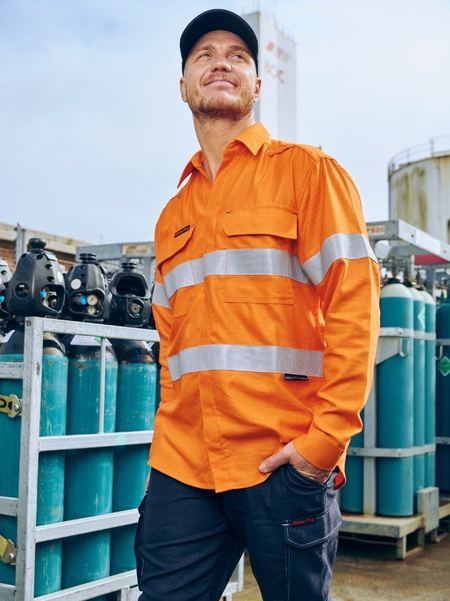 BS8439T Bisley Apex 185 Taped Hi Vis Ripstop FR Vented Shirt