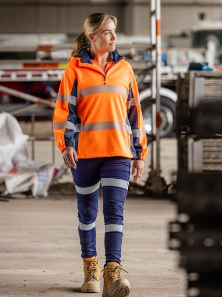 BKL6571T Bisley Women's Flx & Move™ Hi Vis Taped Liquid Repellent Fleece Hoodie