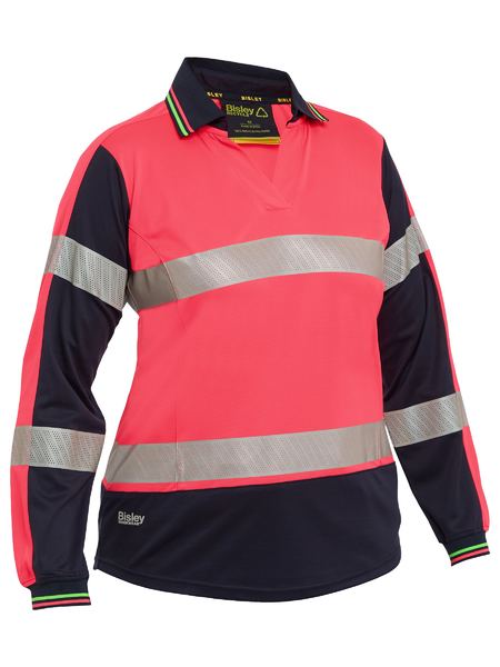 Bisley BKL6225T Women's Taped Two Tone Hi Vis V-Neck Polo