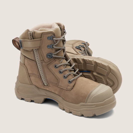 Blundstone 9063 Rotoflex Stone Nubuck Zip/Lace Safety Boot