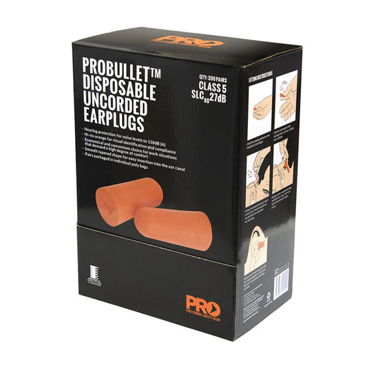 Probullet Disposable Uncorded Earplugs Uncorded EPOU