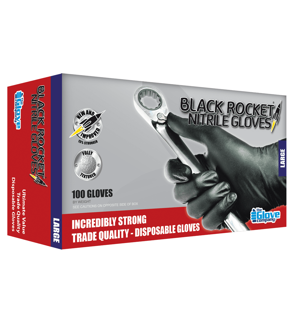 Black Rocket H/Duty Nitrile Disposable Gloves PK100