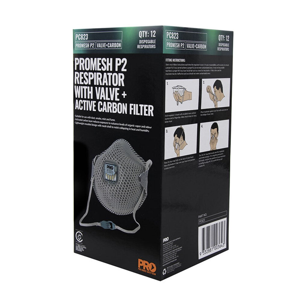 Dust Masks Promesh P2+Valve+Carbon PC823