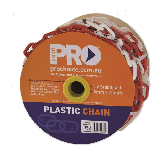 Plastic Safety Chain Red/White 8Mm X 25M PCRW825