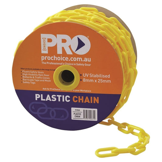 Plastic Safety Chain Yellow 8Mm X 25M PCY825