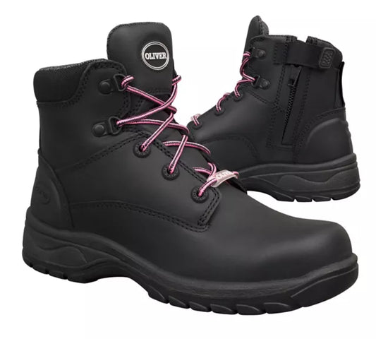 Oliver Womens Black Lace/Zip Safety Boot 49-445Z
