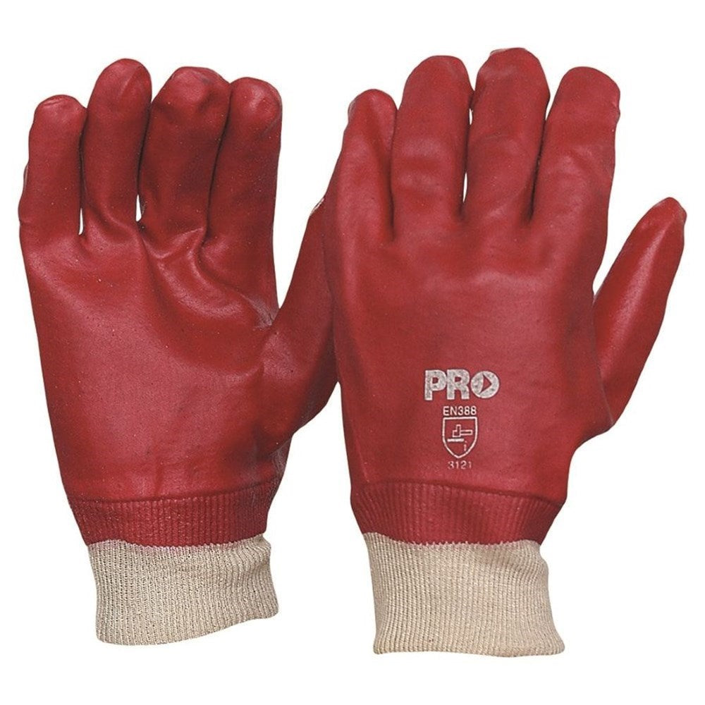 27cm Red Pvc / Knit Wrist Gloves Large PVC27KW