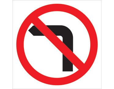 No Left Turn Picto 600x600 Class 1 Reflective