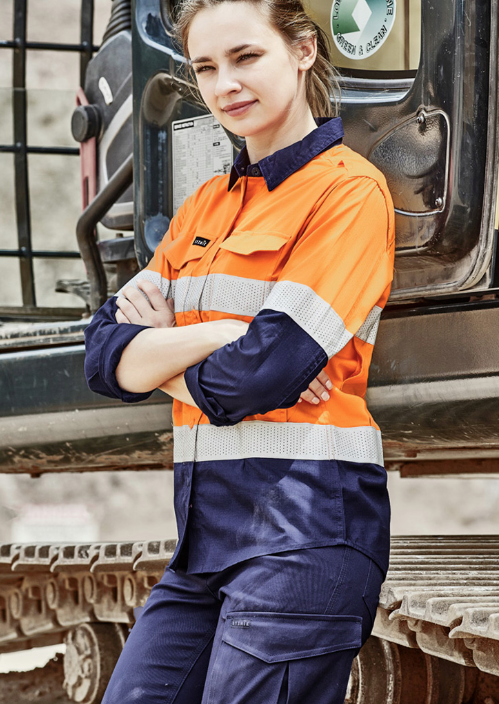 Syzmik Womens Rugged Cooling Hi Vis Taped Long Sleeve Shirt ZW720