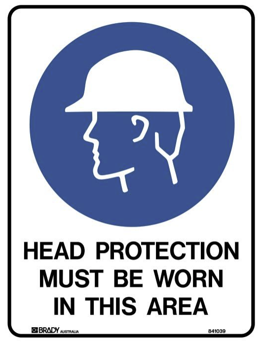 Head Protection Must Be Worn In This Area Sign