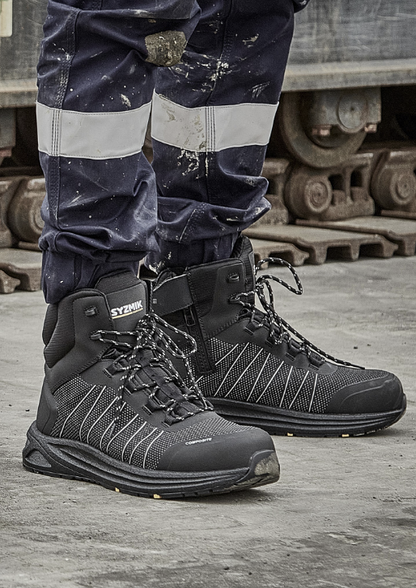 Syzmik UltraLite Mid Zip Black Reflective Safety Boot