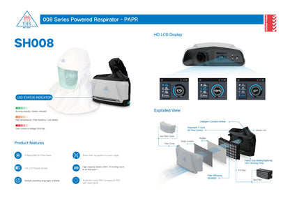 YHS SH008 P3 Powered Air Purifying Respirator with Soft Hood