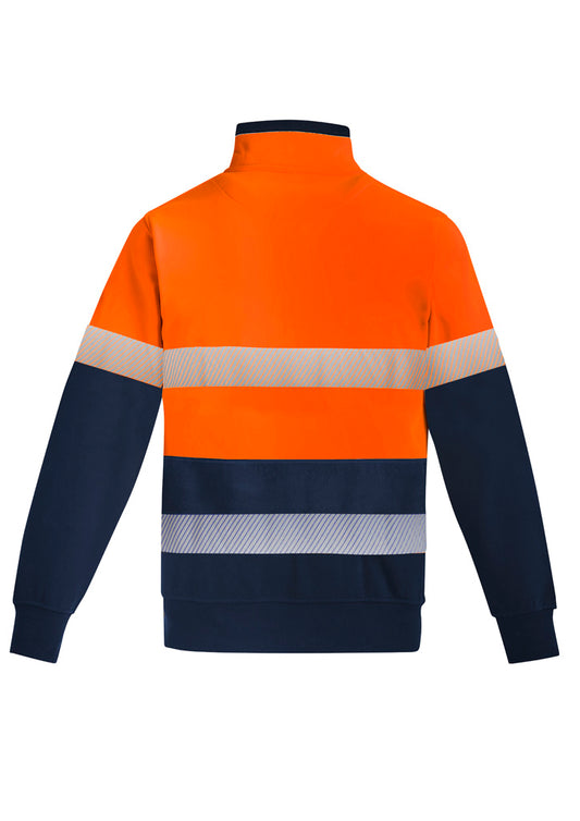 ZW150 Syzmik Mens Orange Flame Hi Vis 1/4 Zip Brushed Fleece Pullover - Hoop Taped