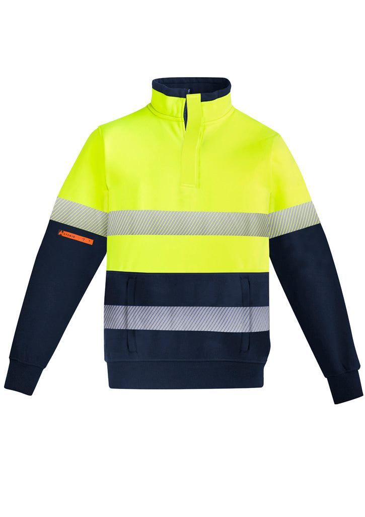 ZW150 Syzmik Mens Orange Flame Hi Vis 1/4 Zip Brushed Fleece Pullover - Hoop Taped