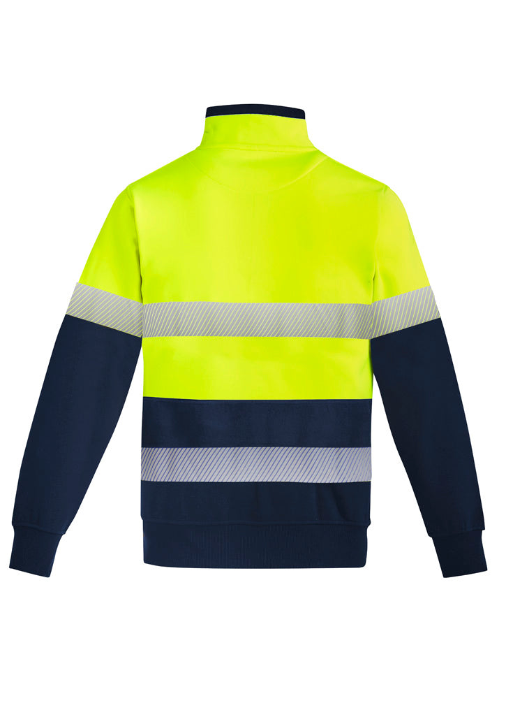 ZW150 Syzmik Mens Orange Flame Hi Vis 1/4 Zip Brushed Fleece Pullover - Hoop Taped