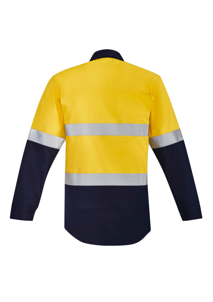 ZW140 Syzmik Mens Orange Flame Hi Vis Open Front Spliced Shirt - Hoop Taped