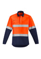 ZW143 Syzmik Mens Orange Flame Hi Vis Closed Front Shirt - Hoop Taped