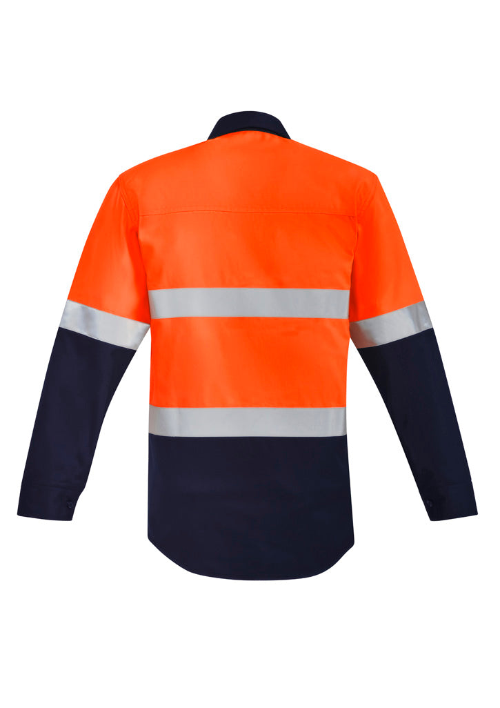 ZW143 Syzmik Mens Orange Flame Hi Vis Closed Front Shirt - Hoop Taped
