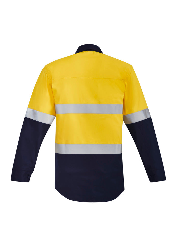 ZW143 Syzmik Mens Orange Flame Hi Vis Closed Front Shirt - Hoop Taped