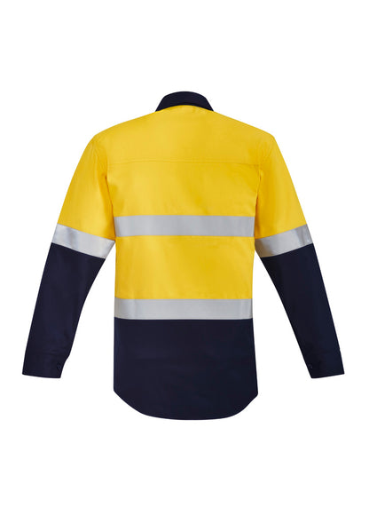 ZW143 Syzmik Mens Orange Flame Hi Vis Closed Front Shirt - Hoop Taped