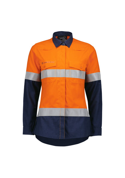 ZW170 Syzmik Womens Orange Flame Lightweight Ripstop Taped Shirt