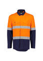 ZW180 Syzmik Mens Orange Flame Lightweight Ripstop Spliced Shirt - Hoop Taped