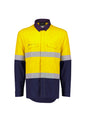 ZW180 Syzmik Mens Orange Flame Lightweight Ripstop Spliced Shirt - Hoop Taped