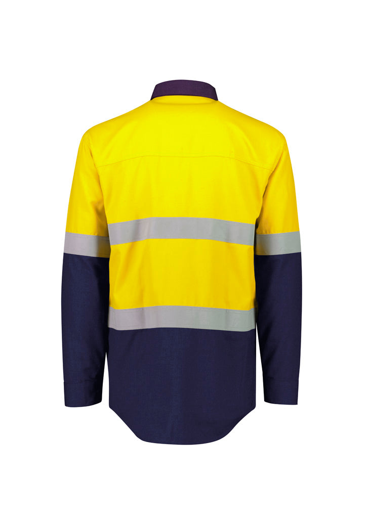 ZW180 Syzmik Mens Orange Flame Lightweight Ripstop Spliced Shirt - Hoop Taped