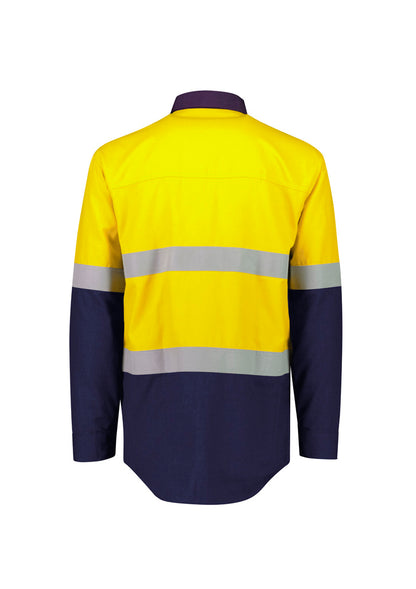 ZW180 Syzmik Mens Orange Flame Lightweight Ripstop Spliced Shirt - Hoop Taped