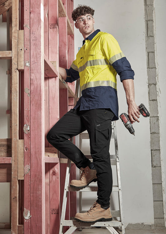 ZW229 Syzmik Mens Rugged Cooling Hi Vis Segmented Tape Long Sleeve Shirt