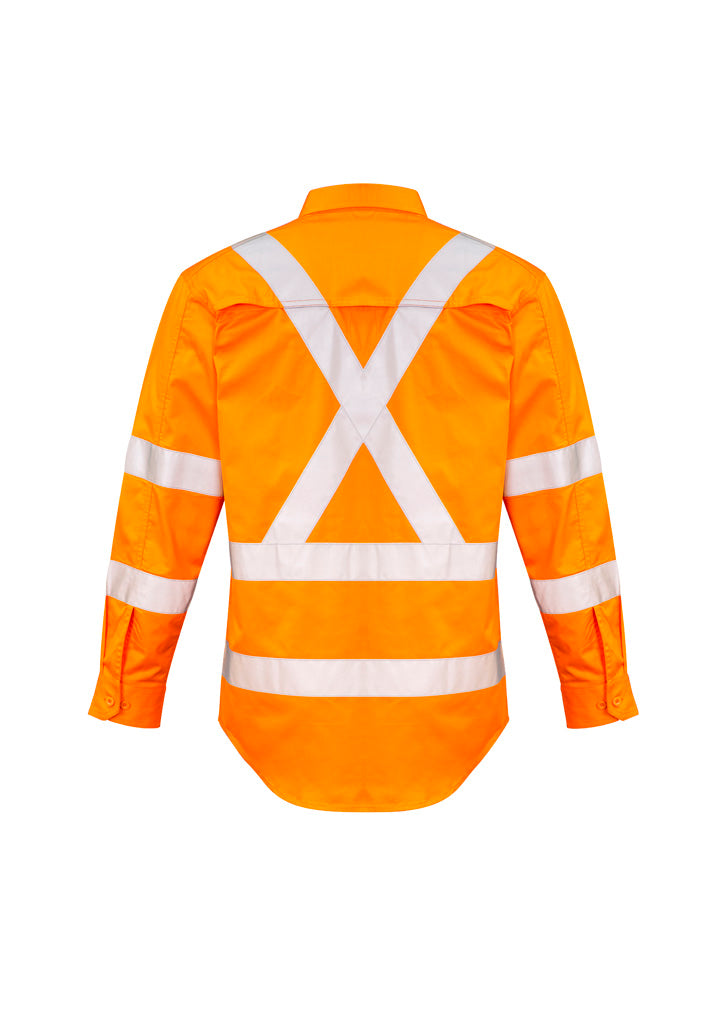 ZW690 Syzmik Mens Hi Vis X Back Taped Long Sleeve Shirt
