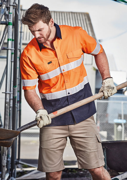 ZW835 Syzmik Mens Rugged Cooling Hi Vis Taped Short Sleeve Shirt